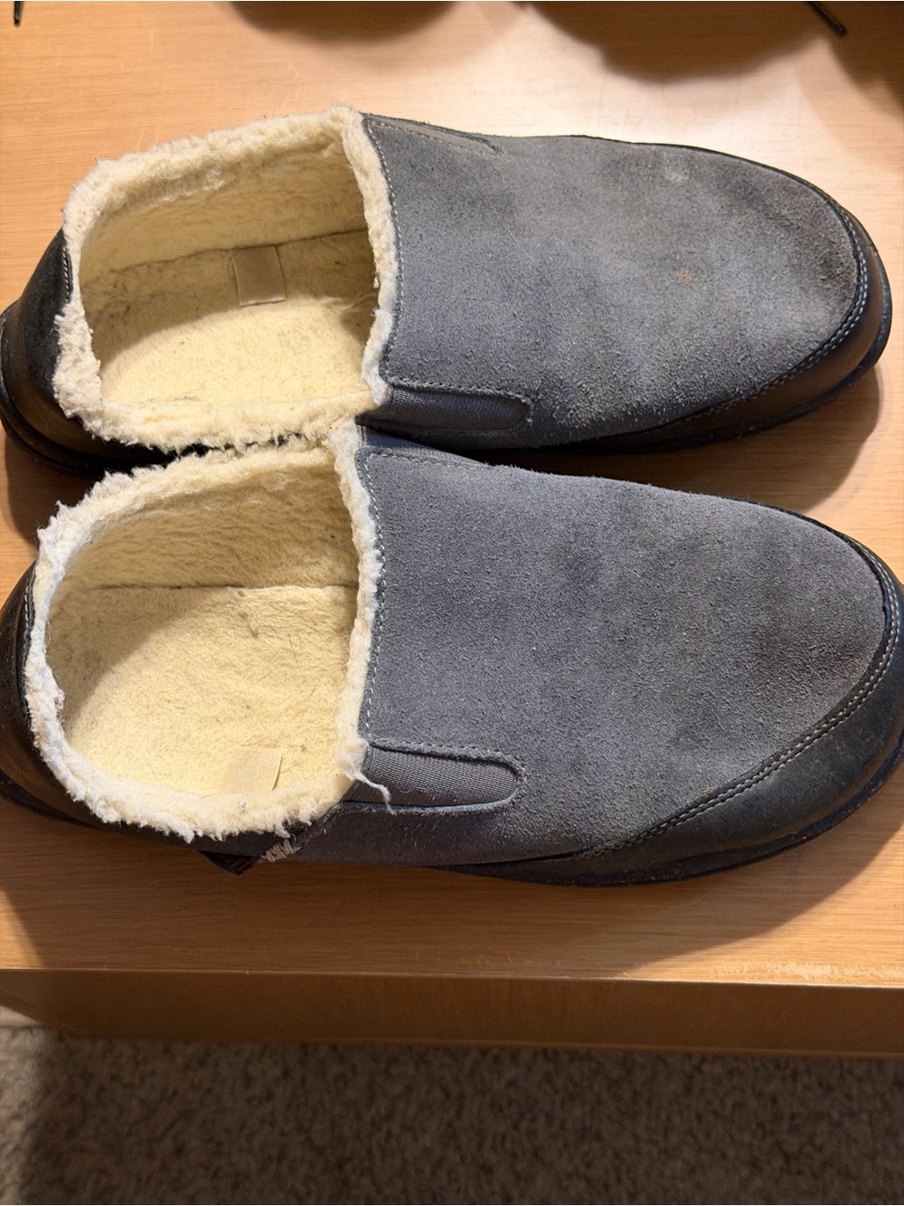 Acorn Gray Suede Slip-On Shearling Lined Loafers